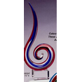 Art Glass Sculpture - Red/ White/ Blue Scroll